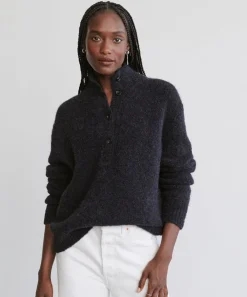 Boucle Button Pullover