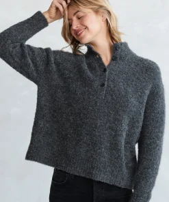 Boucle Button Pullover