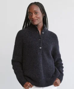 Boucle Button Pullover