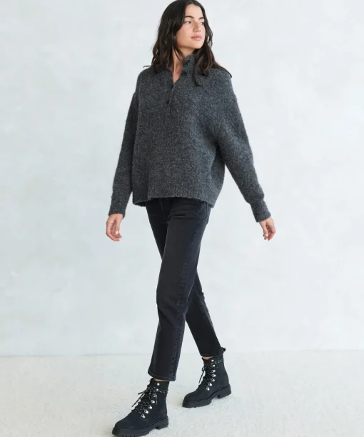 Boucle Button Pullover