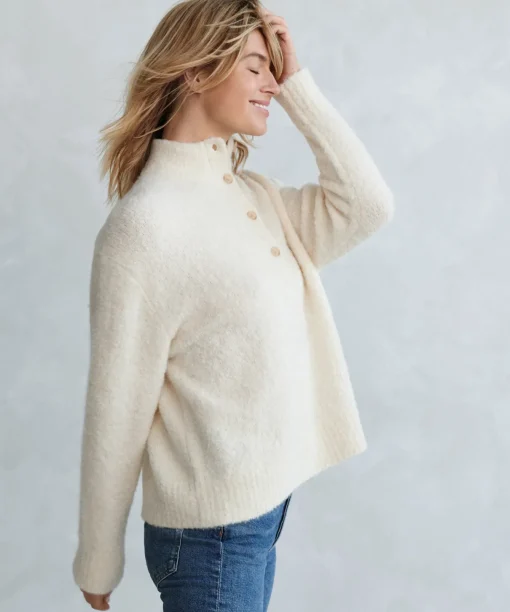 Boucle Button Pullover