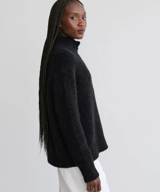 Boucle Button Pullover