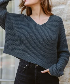 Cropped Cotton Cabin Sweater