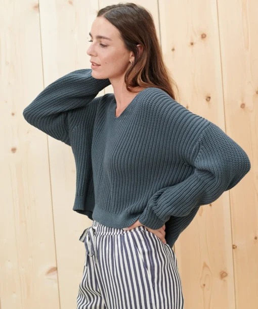 Cropped Cotton Cabin Sweater