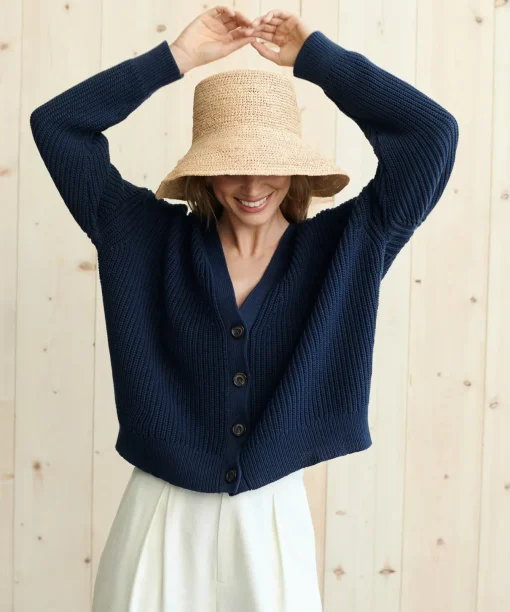 Cropped Cotton Cocoon Cardigan