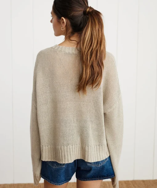 Cropped Linen Crewneck