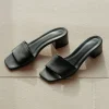 Leather Miller Heeled Slide