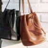 Mini Leather Drawstring Bag