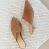 Oiled Leather Kitten Heel Mule