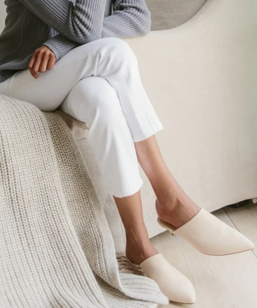 Oiled Leather Kitten Heel Mule