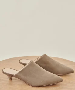Oiled Leather Kitten Heel Mule