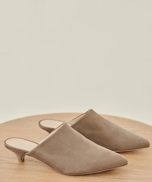 Oiled Leather Kitten Heel Mule