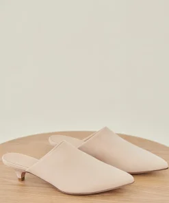 Oiled Leather Kitten Heel Mule