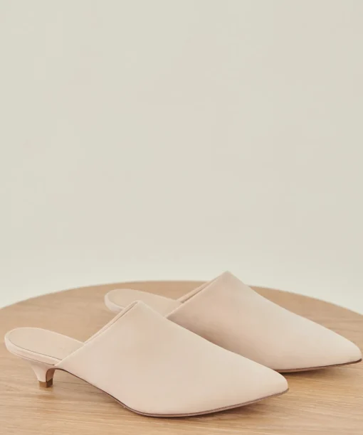 Oiled Leather Kitten Heel Mule