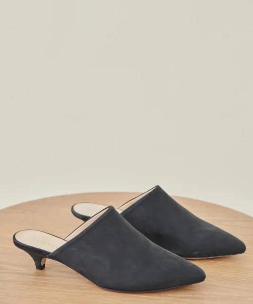 Oiled Leather Kitten Heel Mule