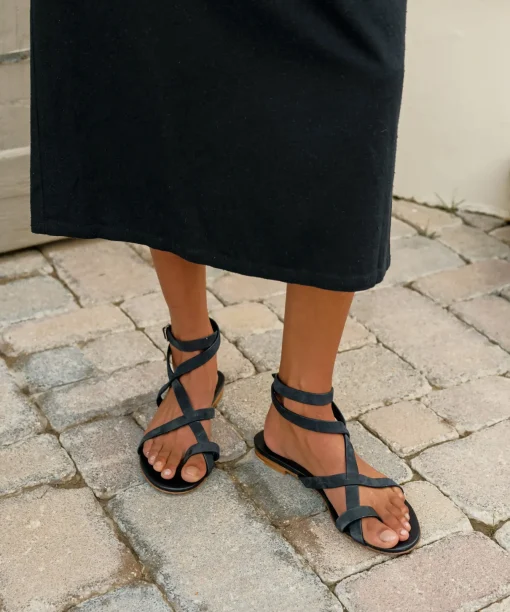 Oiled Leather Strappy Sandal