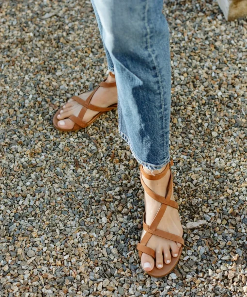 Oiled Leather Strappy Sandal
