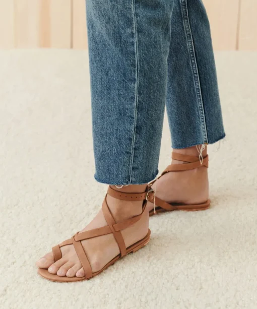 Oiled Leather Strappy Sandal