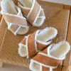 Shearling-Lined Crossover Sandal