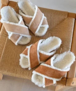 Shearling-Lined Crossover Sandal