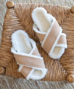 Shearling-Lined Crossover Sandal