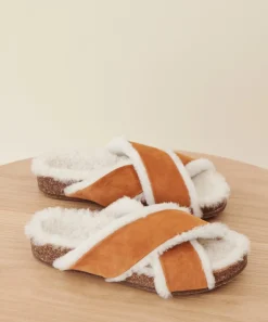 Shearling-Lined Crossover Sandal