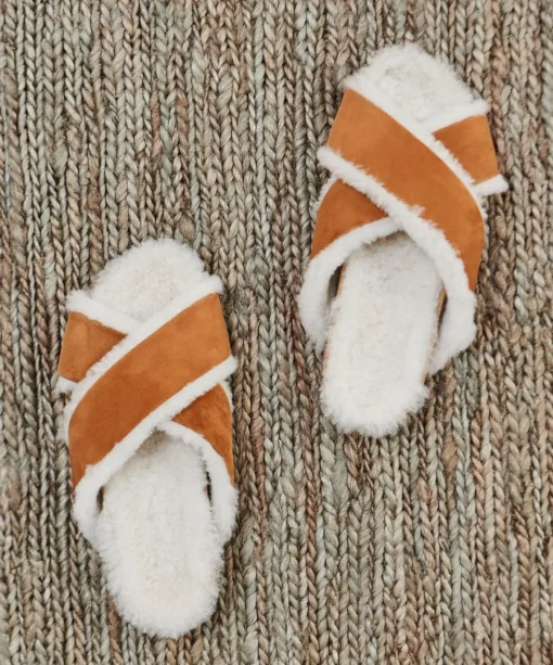 Shearling-Lined Crossover Sandal
